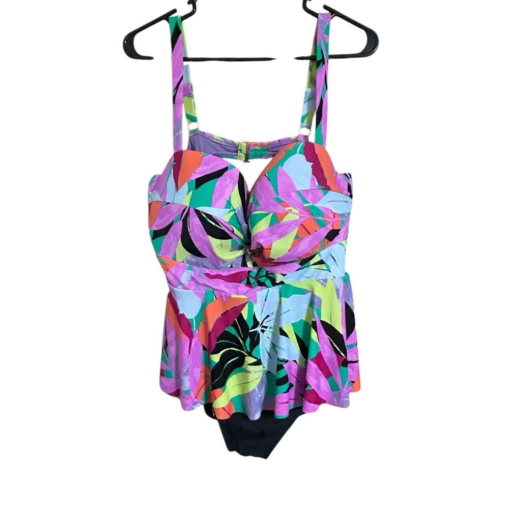 Terra & Sky Women's Plus Terra Floral Swimsuit 2X 20-22w Fairy Whimsical